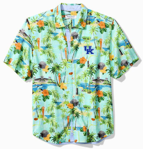 University of Kentucky Endzone Isles Camp Shirt in Aquarius by Tommy Bahama