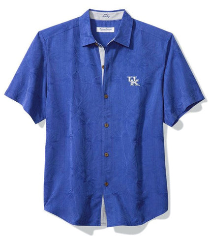 University of Kentucky Coconut Point Palm Vista Camp Shirt in Team Blue by Tommy Bahama