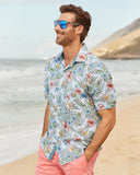 Sand Stretch-Linen Sketch Gardens Short-Sleeve Shirt in Dew Drop by Tommy Bahama