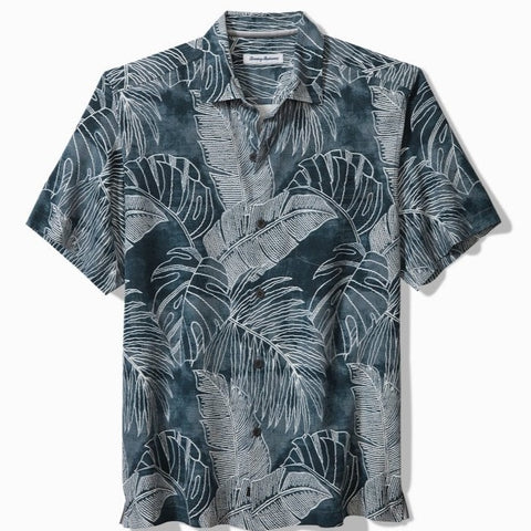Vine Lines Silk Camp Shirt in Black by Tommy Bahama