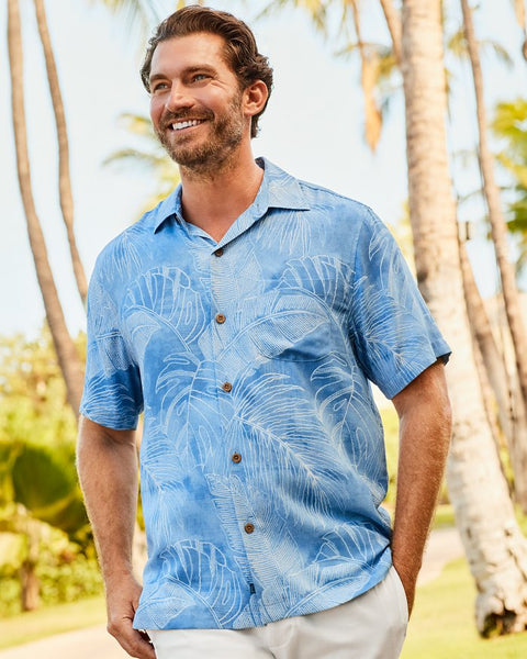 Vine Lines Silk Camp Shirt in Linen Sky by Tommy Bahama – Logan's of ...