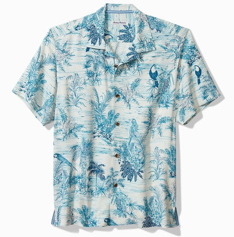Bird's Eye View Silk Camp Shirt in River Blue by Tommy Bahama