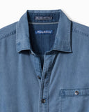 Ocean Wash Twill Long-Sleeve Shirt in Bering Blue by Tommy Bahama