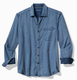 Ocean Wash Twill Long-Sleeve Shirt in Bering Blue by Tommy Bahama