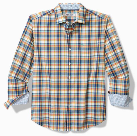 Sarasota Stretch Grenada Check IslandZone Shirt in Dockside Blue by Tommy Bahama