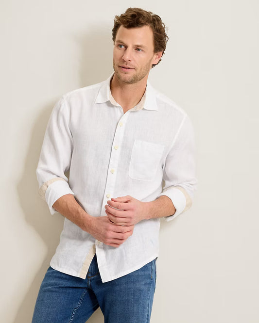 Paradise Breezer Linen Long-Sleeve Shirt in White by Tommy Bahama