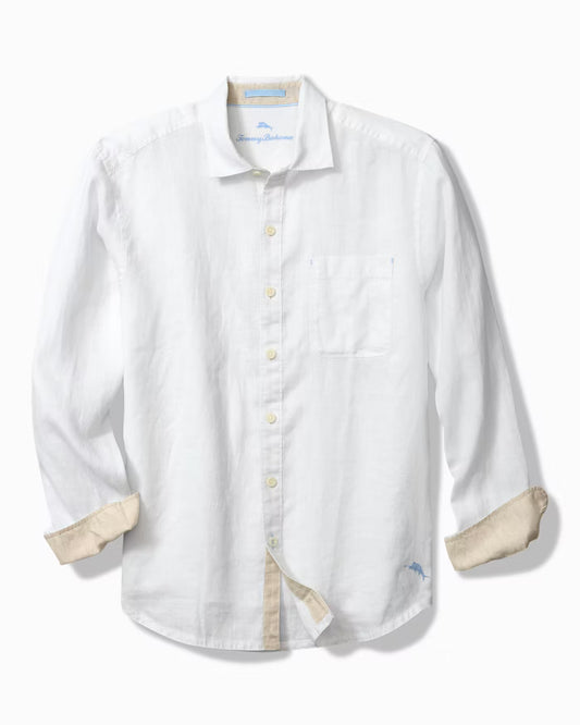 Paradise Breezer Linen Long-Sleeve Shirt in White by Tommy Bahama