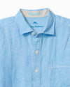 Paradise Breezer Linen Long-Sleeve Shirt in Glass Bead Blue by Tommy Bahama