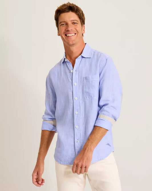 Paradise Breezer Linen Long-Sleeve Shirt in Classic Lavender by Tommy Bahama