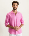 Paradise Breezer Linen Long-Sleeve Shirt in Pink Umbrella by Tommy Bahama