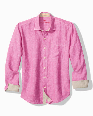 Paradise Breezer Linen Long-Sleeve Shirt in Pink Umbrella by Tommy Bahama