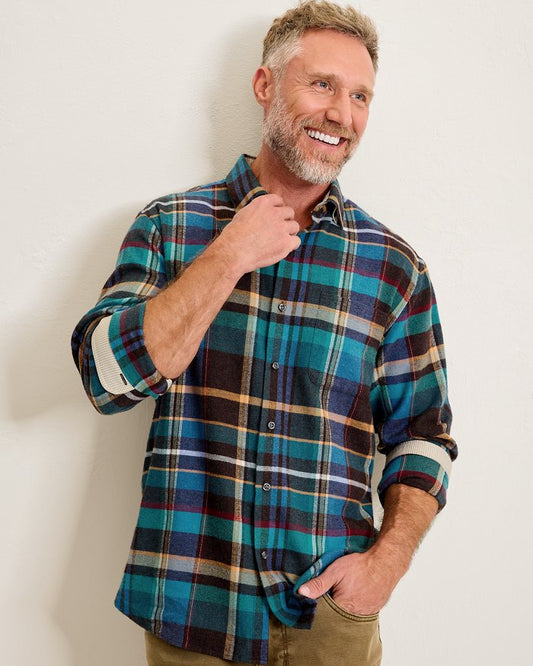 Palonia Plaid Flannel in Ebony by Tommy Bahama