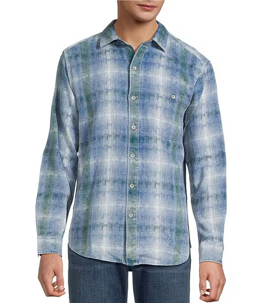 Palo Alto Plaid Shirt in Dark Azzurro by Tommy Bahama