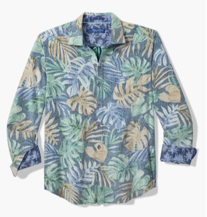 Coastline Cord Jungle Fade Leaf Print Corduroy Button-Up Shirt in Sterling Blue by Tommy Bahama