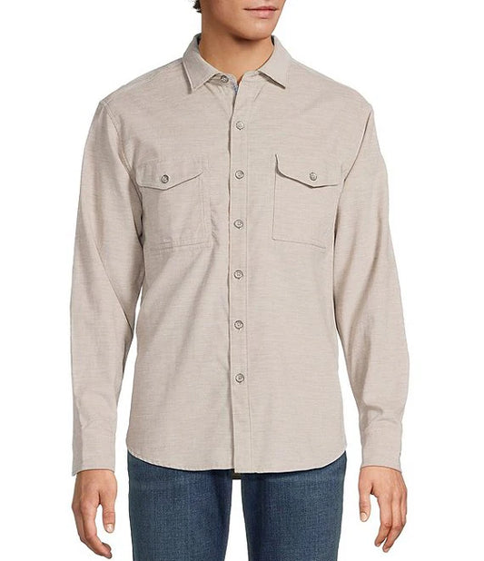 Coastline Cord Heather Bay Cotton Corduroy Button-Up Shirt in Morel Heather by Tommy Bahama