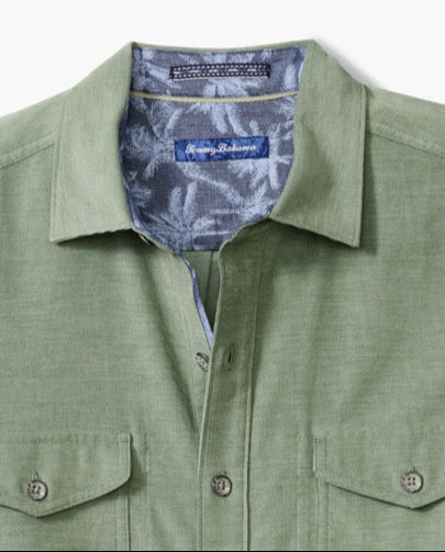 Coastline Cord Heather Bay Cotton Corduroy Button-Up Shirt in Dark Spa Heather by Tommy Bahama
