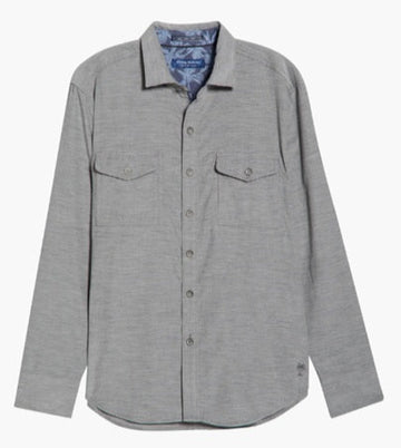Coastline Cord Heather Bay Cotton Corduroy Button-Up Shirt in Light Grey Heather by Tommy Bahama