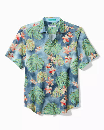 Nova Wave Mira Jungle Cotton-Blend Shirt in Bering Blue by Tommy Bahama