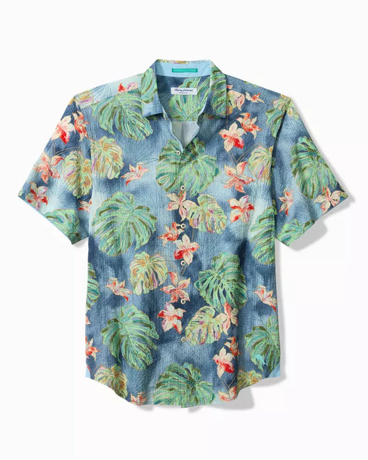 Nova Wave Mira Jungle Cotton-Blend Shirt in Bering Blue by Tommy Bahama