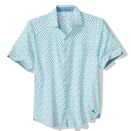 Nova Wave Flock It To You Camp Shirt in Scandia Blue by Tommy Bahama