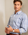 Sarasota Stretch La Cumbre Plaid IslandZone Shirt in Dress Blues by Tommy Bahama