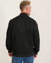 Cross Cable Button-Neck Sweater in Black by Tommy Bahama