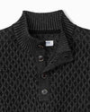 Cross Cable Button-Neck Sweater in Black by Tommy Bahama