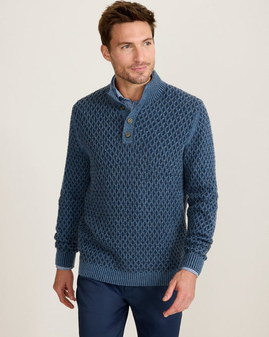 Cross Cable Button-Neck Sweater in Coastline by Tommy Bahama