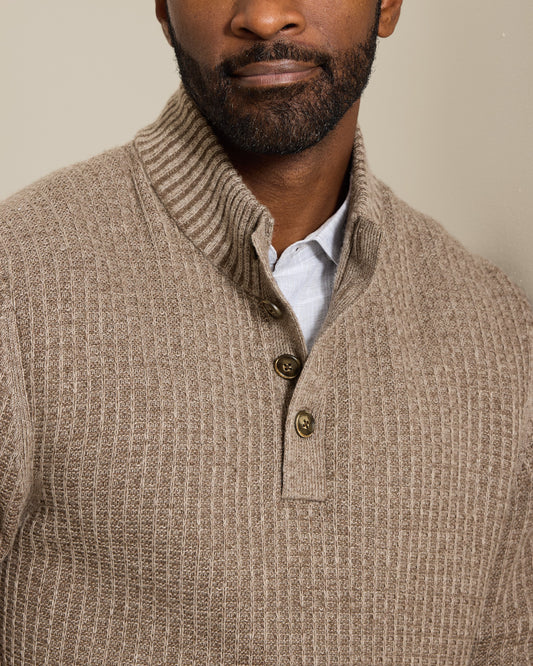 Autumn Pier Button Mock-Neck Sweater in Auberage by Tommy Bahama
