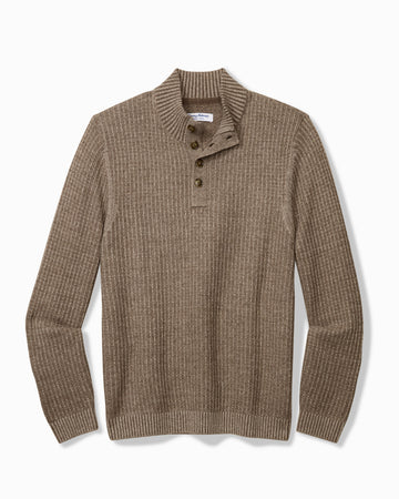 Autumn Pier Button Mock-Neck Sweater in Auberage by Tommy Bahama