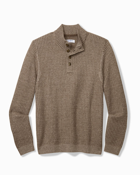 Autumn Pier Button Mock-Neck Sweater in Auberage by Tommy Bahama