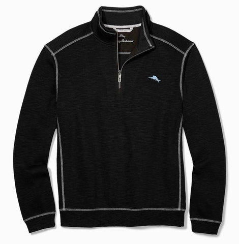 Tobago Bay Half-Zip Sweatshirt in Black by Tommy Bahama