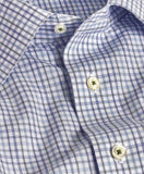 Sky & Olive Check Non-Iron Trim Fit Dress Shirt in Sky & Olive by David Donahue