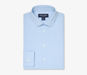Leeward Long Sleeve Dress Shirt in Cloud Blue Mini Grid by Mizzen+Main
