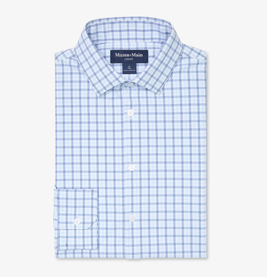 Leeward Dress Shirt in Cloud Blue Miles Plaid by Mizzen+Main