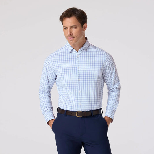 Leeward Dress Shirt in Cloud Blue Miles Plaid by Mizzen+Main