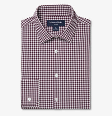 Leeward Long Sleeve Dress Shirt in Eggplant Crew Gingham by Mizzen+Main