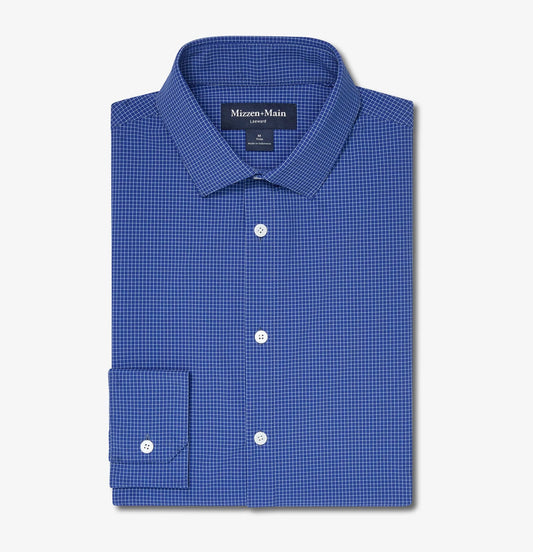 Leeward Dress Shirt in Cobalt Jared Grid by Mizzen+Main