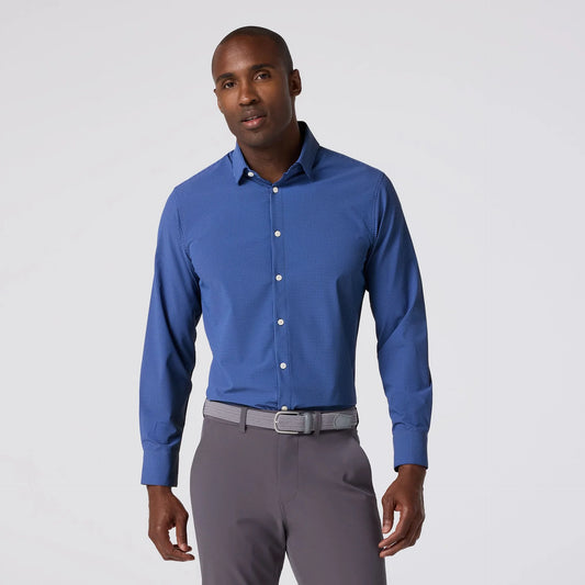 Leeward Dress Shirt in Cobalt Jared Grid by Mizzen+Main