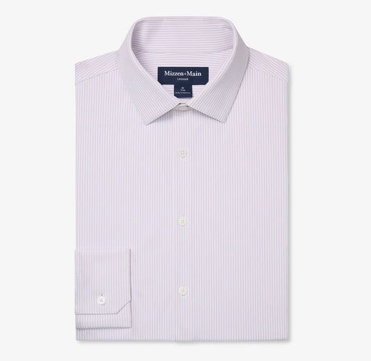 Leeward Dress Shirt in Lavender Haze Banker Stripe by Mizzen+Main