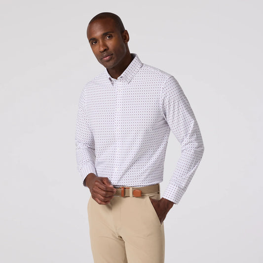 Leeward Dress Shirt in Eggplant Hatch Mark by Mizzen+Main