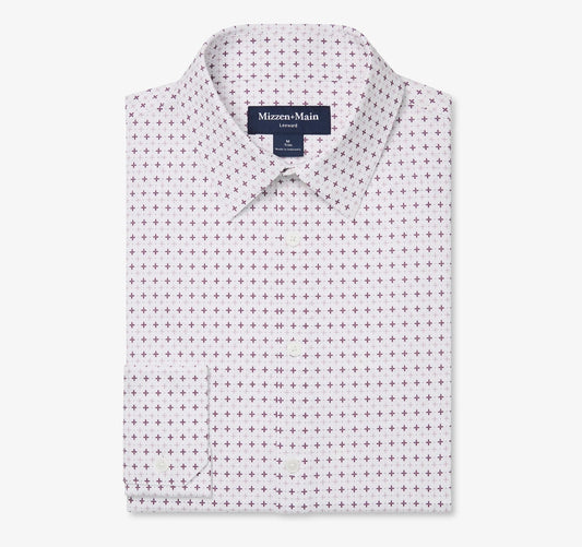 Leeward Dress Shirt in Eggplant Hatch Mark by Mizzen+Main