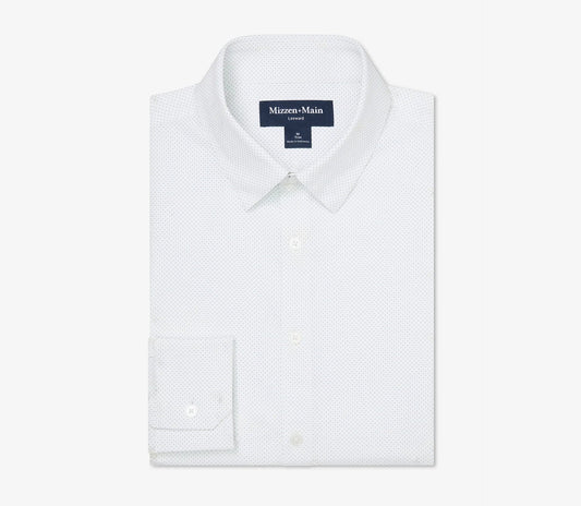 Leeward Long Sleeve Dress Shirt in Olive Micro Dot by Mizzen+Main