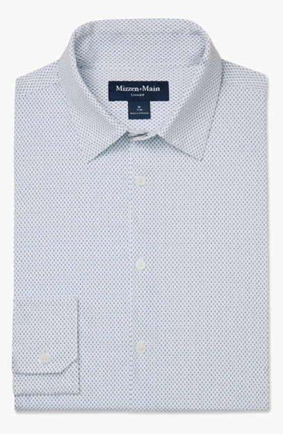 Leeward Long Sleeve Dress Shirt in White Diamond Shadow by Mizzen+Main