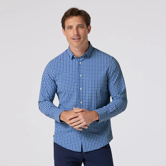 Leeward No Tuck Dress Shirt in Cobalt Ben Plaid by Mizzen+Main