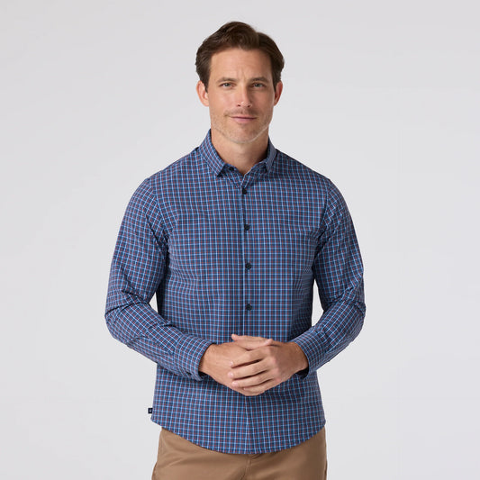 Leeward No Tuck Dress Shirt in Cobalt Doug Plaid by Mizzen+Main