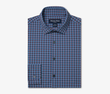 Leeward No Tuck Dress Shirt in Cobalt Doug Plaid by Mizzen+Main