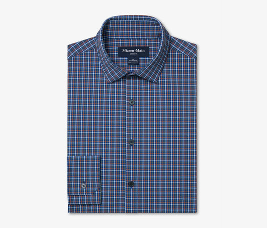 Leeward No Tuck Dress Shirt in Cobalt Doug Plaid by Mizzen+Main
