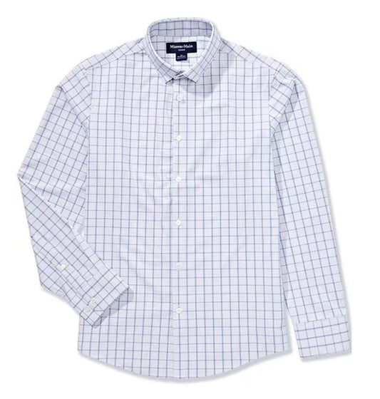 Leeward No Tuck Dress Shirt in Cobalt Hampton Plaid by Mizzen+Main
