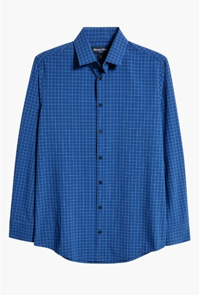 Leeward No Tuck Dress Shirt in Cobalt Manor Plaid by Mizzen+Main